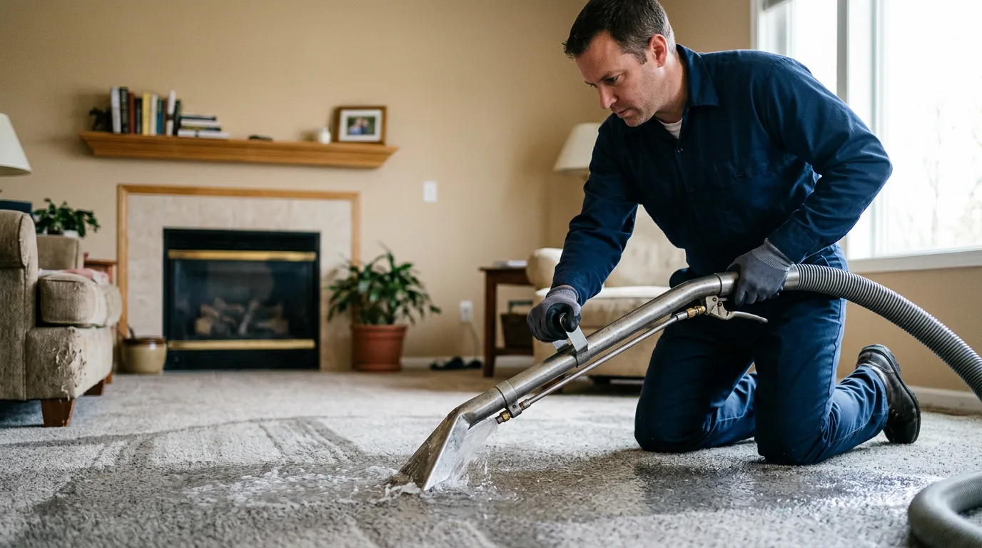 Water damage restoration technician working near Franklin, MO